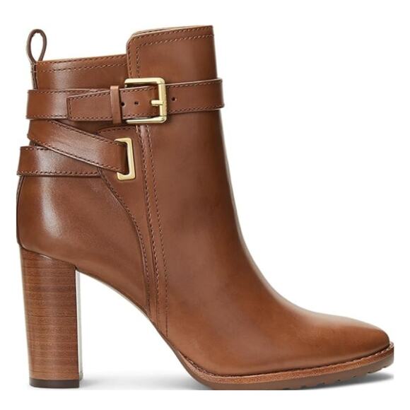 NEW Lauren Ralph Lauren Women's Madisyn Buckled Dress Booties Deep Saddle Tan 7M - Picture 2 of 5
